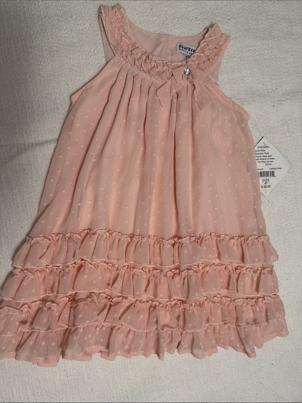 Blueberi Boulevard Peach Ruffle Dot Chiffon Dress